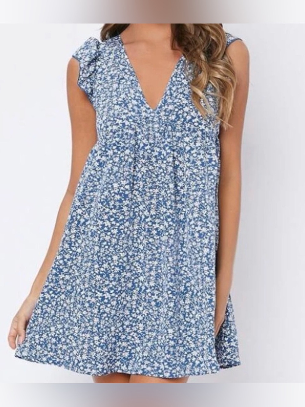 SHEIN Blue Floral Mini Dress